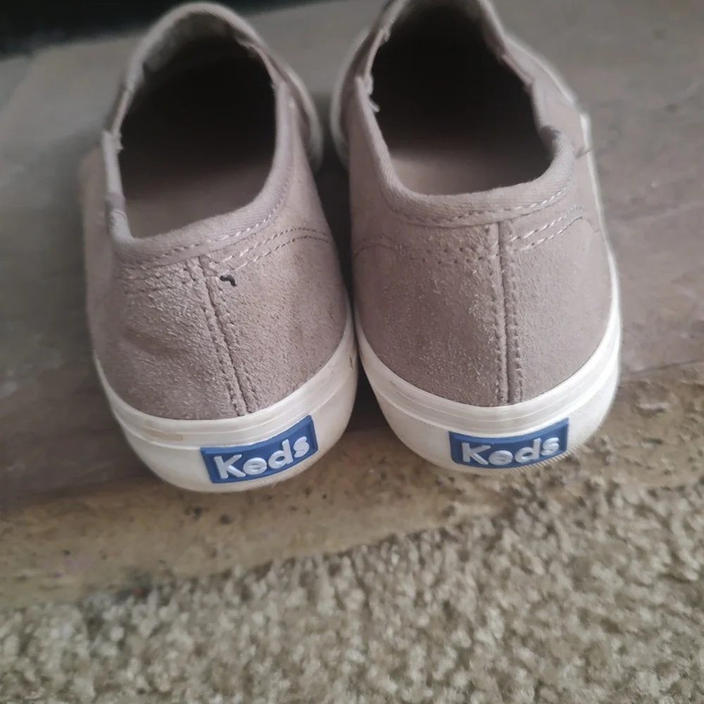 Keds Kids Taupe Suede Perforated Slip On‎ Sneakers Ortholite Beige Shoes